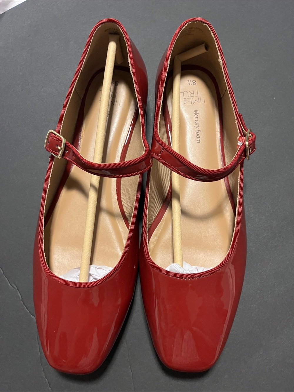 NWOT Time and Tru Red Patent Mary Jane Flats with Buckle Strap